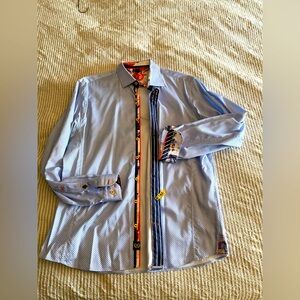 2 - Au Noir Mens Button Down Contrast Cuff / Collar -XL